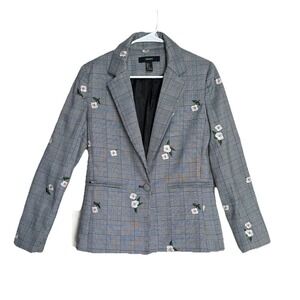 Forever 21 Floral Embroidered Blazer Jacket Women's Small Preppy Fun Whimsy‎